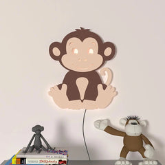 Cheerful Monkey Baby Backlit Wooden Wall Décor