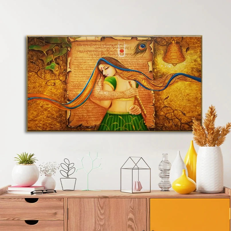 Radha Krishna Spiritually Romantic Canvas Painting Online