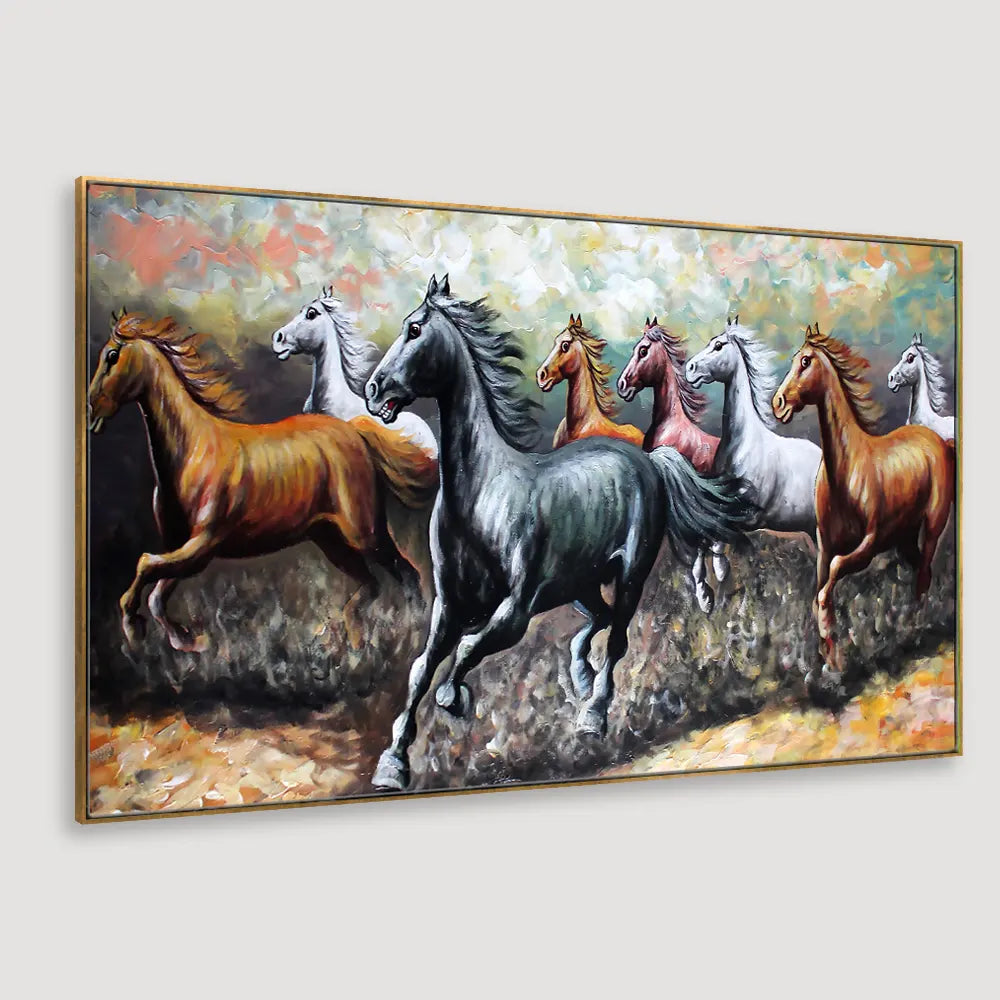 DecorsMantra Big Panoramic Running Horses Abstract Design Canvas