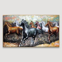 DecorsMantra Big Panoramic Running Horses Abstract Design Canvas