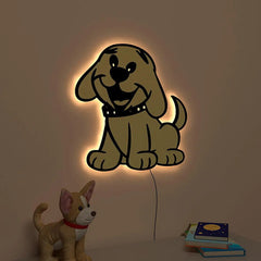 Cheerful Dog Backlit Wooden Wall Décor