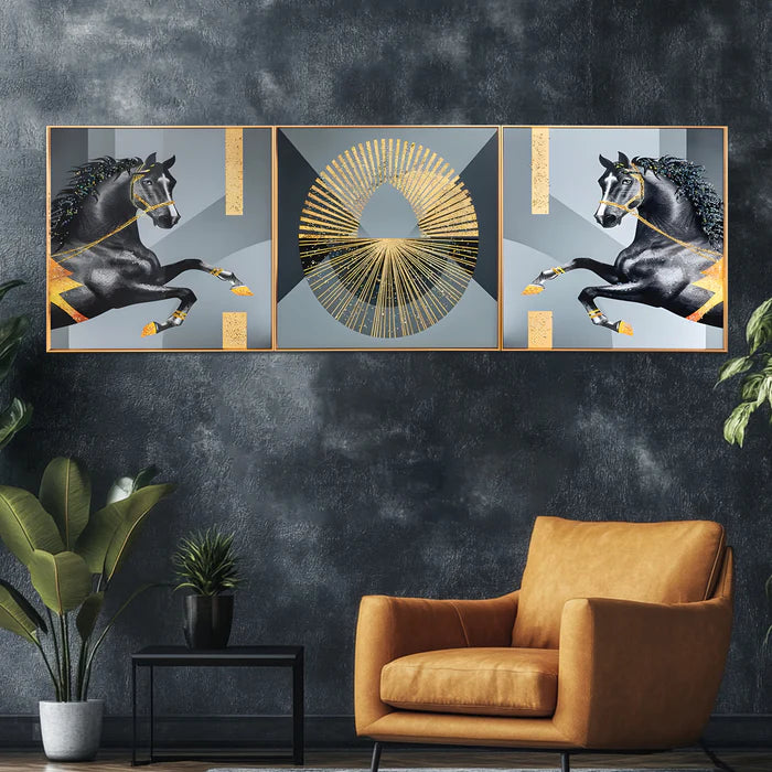 Luminescent Equine Charms Crystal Glass Premium Painting Set of 3