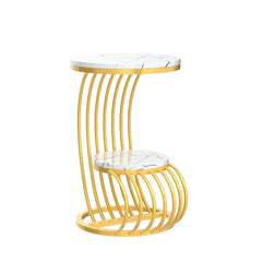 Premium Golden Metal Side Table with Storage Shelf