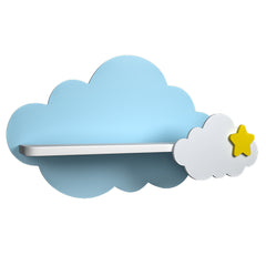 Cloud-Shaped Wooden Wall Shelf for Kids (Blue & White)