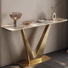 Bold V Shaped Console Table with Luxurious Gold Finish