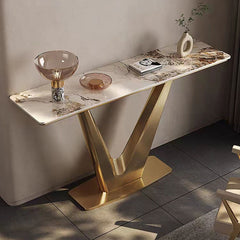 Bold V Shaped Console Table with Luxurious Gold Finish