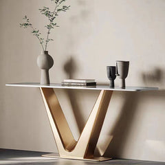 Bold V Shaped Console Table with Luxurious Gold Finish