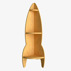 Rocket Shape Wood Corner Wall Shelf / Book Shelf,Oak Finish