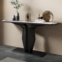 Geometric Black Console with Premium Marble Top
