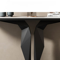 Geometric Black Console with Premium Marble Top