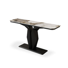 Geometric Black Console with Premium Marble Top