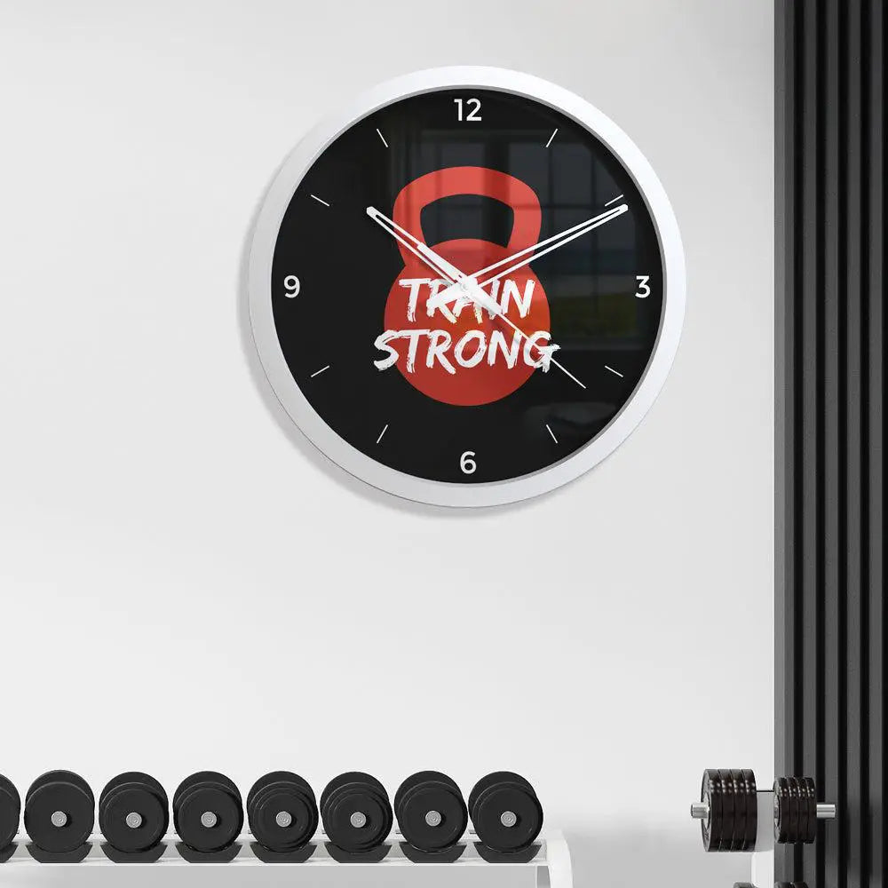 Train Strong Quirky & Motivational Gym Wall Clock- Black Frame