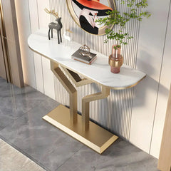 Luxury Y Shape Gold Console with White Marble Top