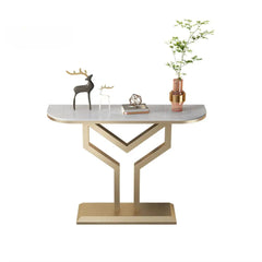 Luxury Y Shape Gold Console with White Marble Top