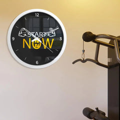 Start Now Motivational Wall Clock for Gym Decor – White Frame