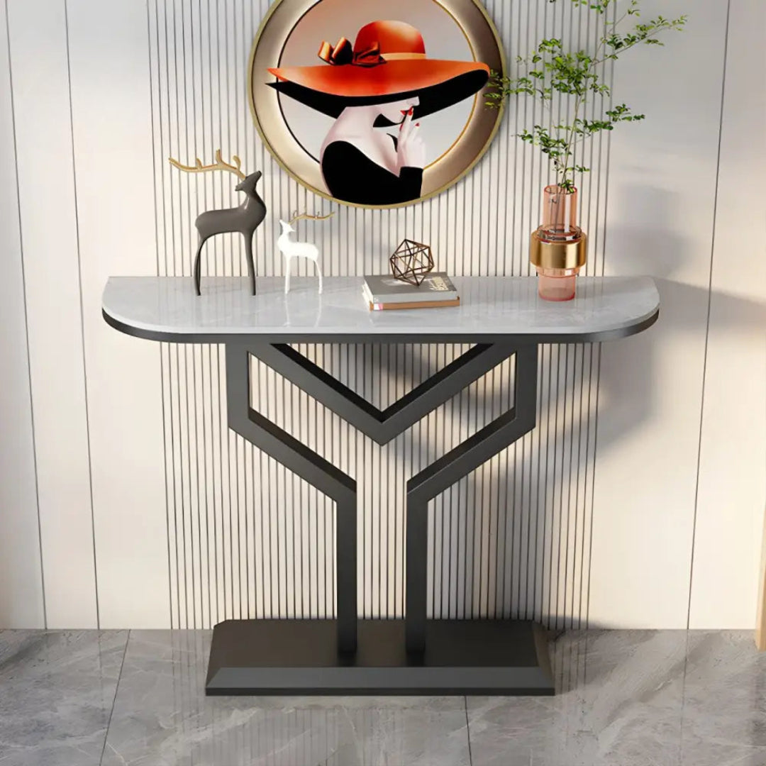 Luxury Y Shape Gold Console with Black Marble Top