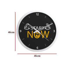 Start Now Motivational Wall Clock for Gym Decor – White Frame