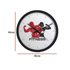 Fitness Freak Wall Clock for Gym Wall Decor- Black Frame