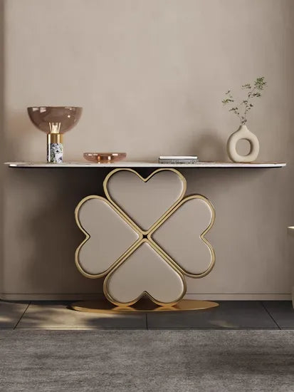 Elegant Four Heart Console Table with Top Marble