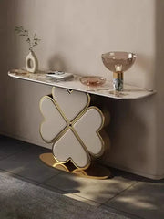 Elegant Four Heart Console Table with Top Marble