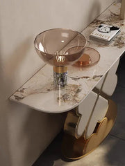 Elegant Four Heart Console Table with Top Marble
