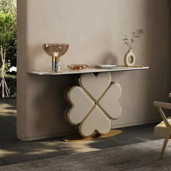Elegant Four Heart Console Table with Top Marble