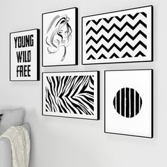 Young Wild Free Monochrome Frame Set of 5