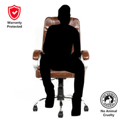 Brown Leatherette Swivel Office Revolving Chair | Heavy Tilting Mechanism & Strong Chrome Stand Base