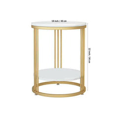 Premium Iron Stand Two Layer Marble Side Table