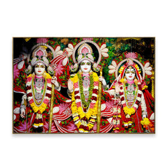 Multicolour Life-Like Lord Ram Darbar Wall Painting for Living Room