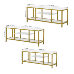 5-Tier Rectangle White Marble Gold Entryway Console Table