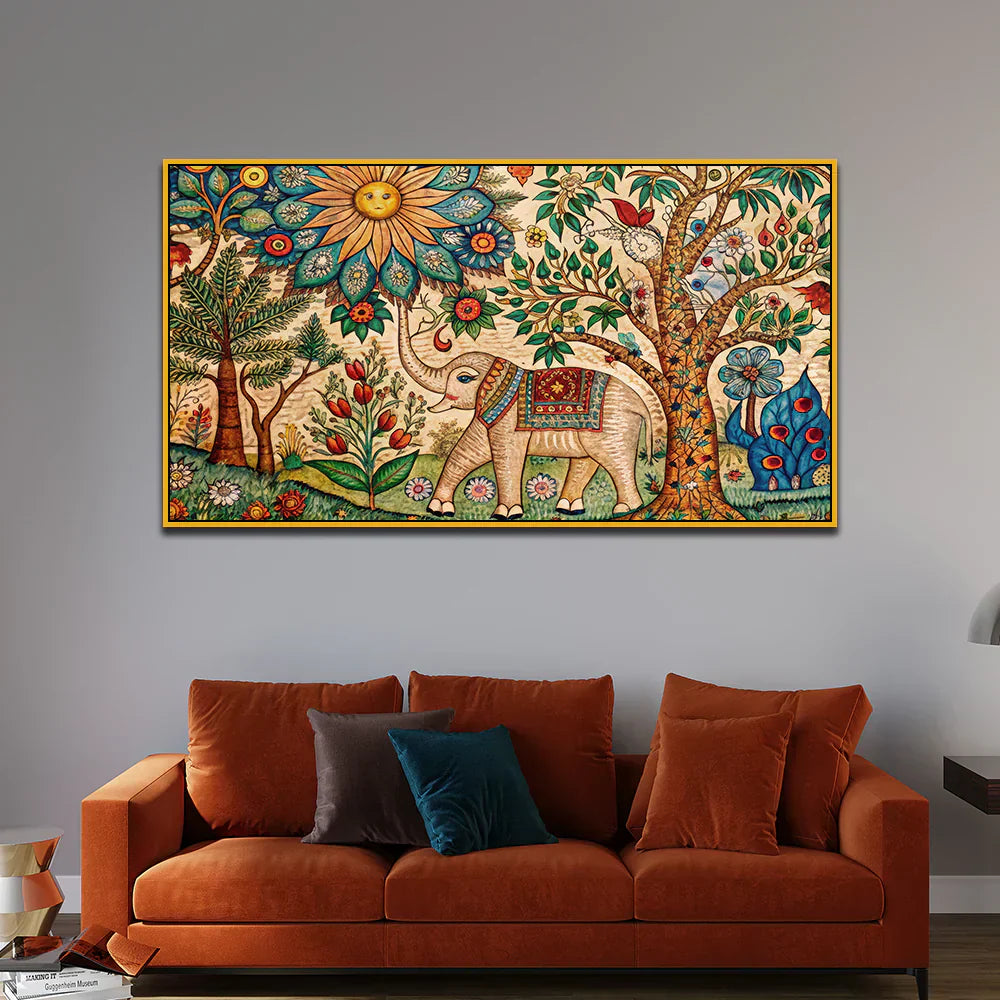 Madhubani Folk Art Canvas Wall Painting for Wall Decoration Clearance Sale