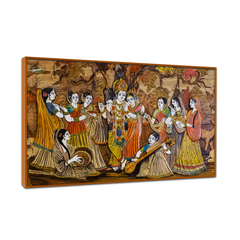 Radha Krishna Rashleela Canvas Wall Paintings