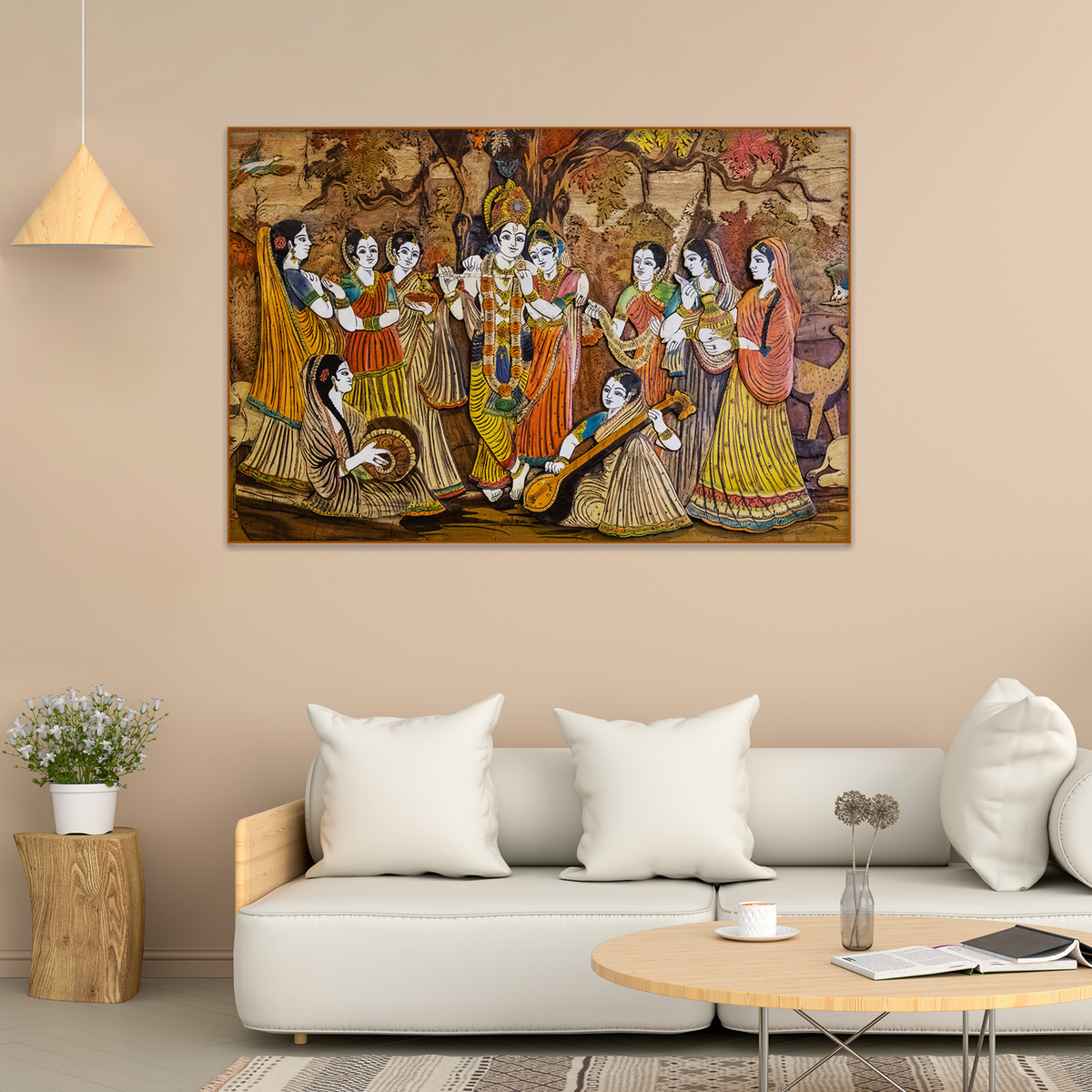 Radha Krishna Rashleela Canvas Wall Paintings