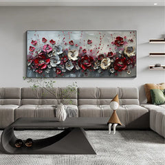 Large Abstract Flower Landscape Painting on Canvas Wall Art, Texture Wall Art,original Red Floral Wall Art Modern Wall Decor for Bedroom Online Clearance Sale
