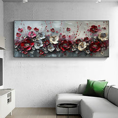 Large Abstract Flower Landscape Painting on Canvas Wall Art, Texture Wall Art,original Red Floral Wall Art Modern Wall Decor for Bedroom Online Clearance Sale