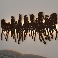 7 Horses Backlit Wooden Wall Decor