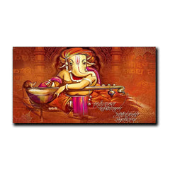 Auspicious Ganesha Playing Veena Canvas Wall Painting Clearance Sale