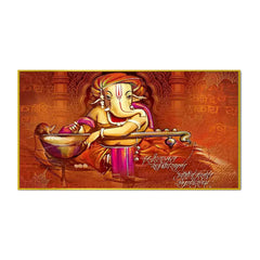 Auspicious Ganesha Playing Veena Canvas Wall Painting Clearance Sale