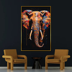 Majestic King Empire Elephant framed Crystal Glass Painting