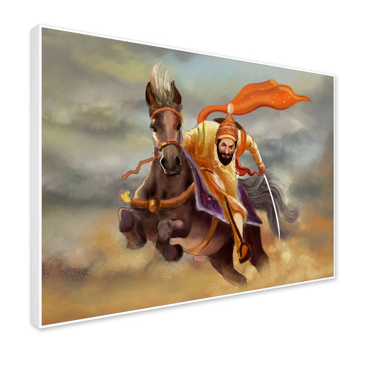 Life-Like Chhatrapati Shivaji Maharaj Canvas Wall Painting