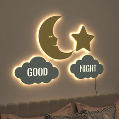 Good Night Moon & Star Backlit Wooden Wall Décor