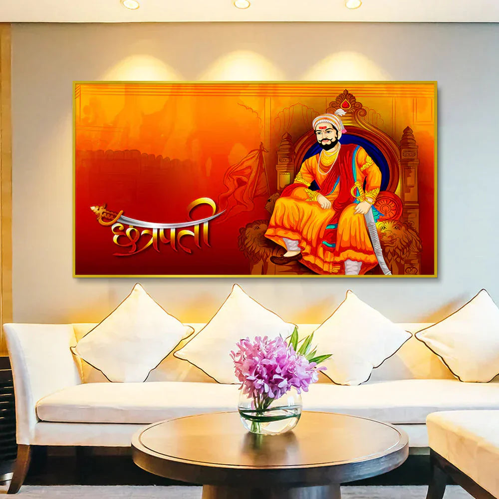 Chhatrapati Shivaji Maharaj Canvas Painting for Living Room Clearance Sale