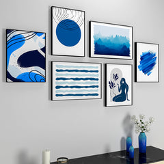 Shades Of Blue Abstract Frames Set Of 6