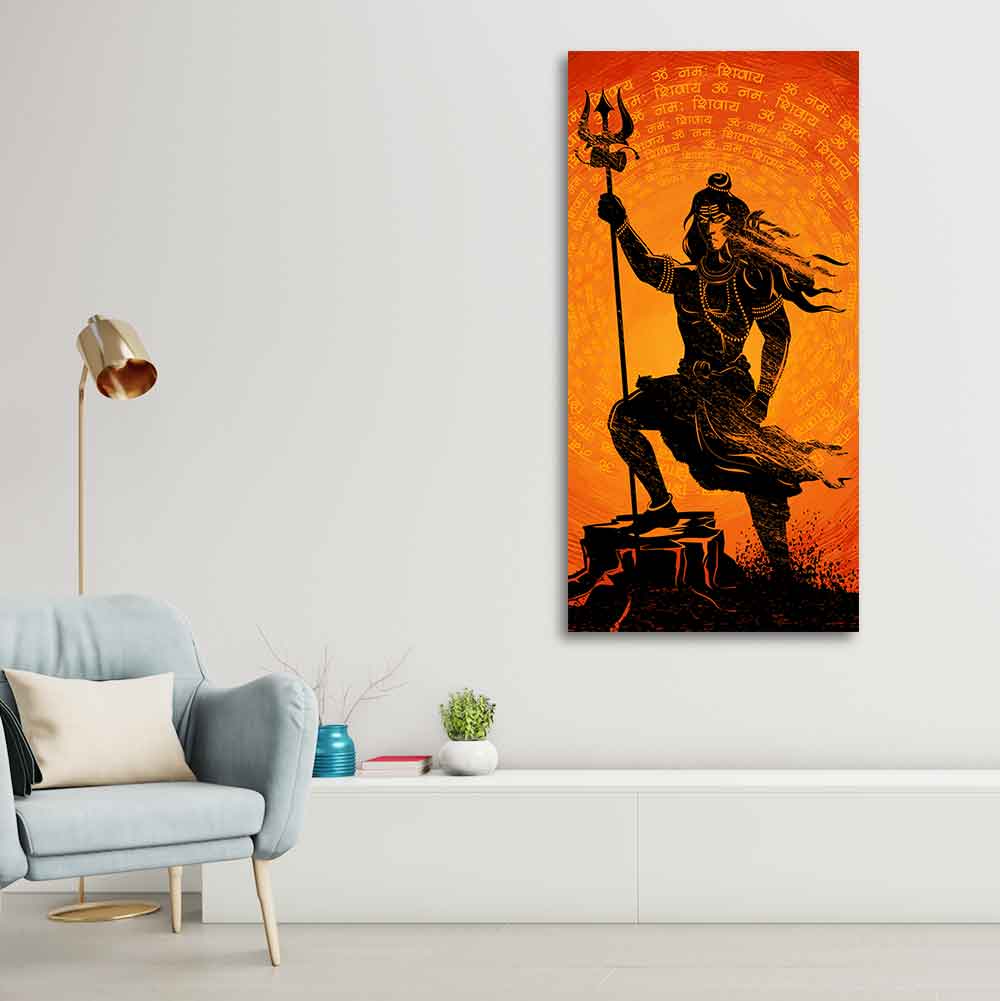 Lord Shiva with Trishul Canvas Wall Painting