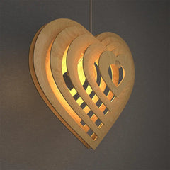 Modern Design Heart Shape Wooden Ceiling Lamp For Home Decoration Living Room