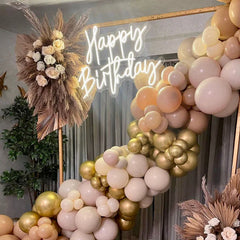 Happy Birthday LED Neon Sign – Elegant White Light Wall Decor for Party Backdrop, Celebration Display, Cake Table, Photo Booth, Home Event Styling