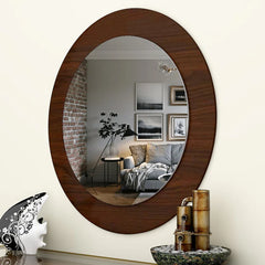 Decorative Round Shape Wooden Wall Mirror
