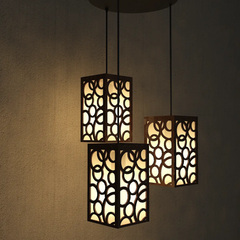 Muti Rings Design Wooden Modern Lamp Hanging Ceiling Light For Home Decoration Living Room