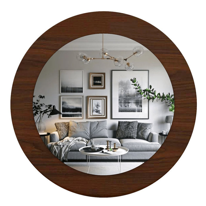 Decorative Round Shape Wooden Wall Mirror